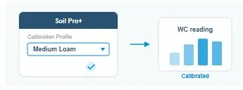 Interfaz del perfil de calibración de sustrato de Soil Pro+ en la app de Sigrow v3.8.17